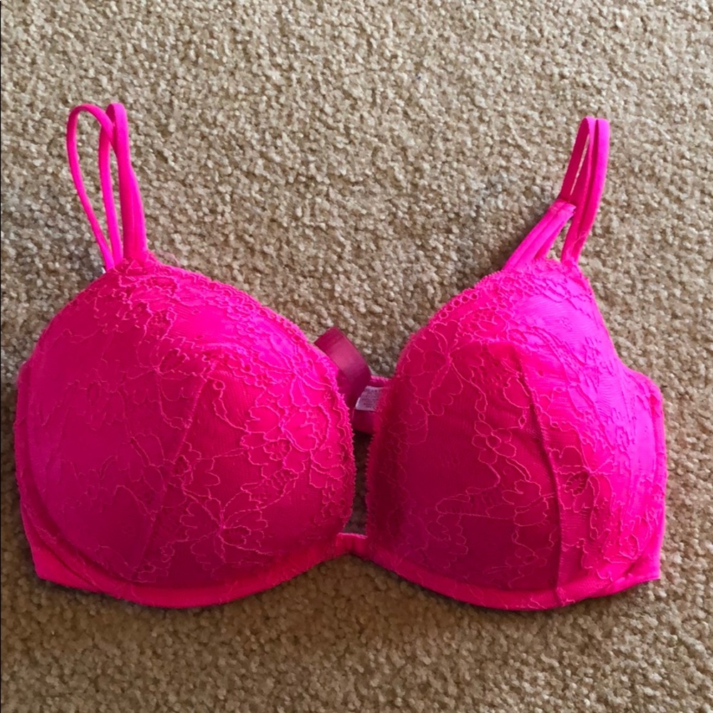 Pink Heartbreaker Plunge Push Up Bra